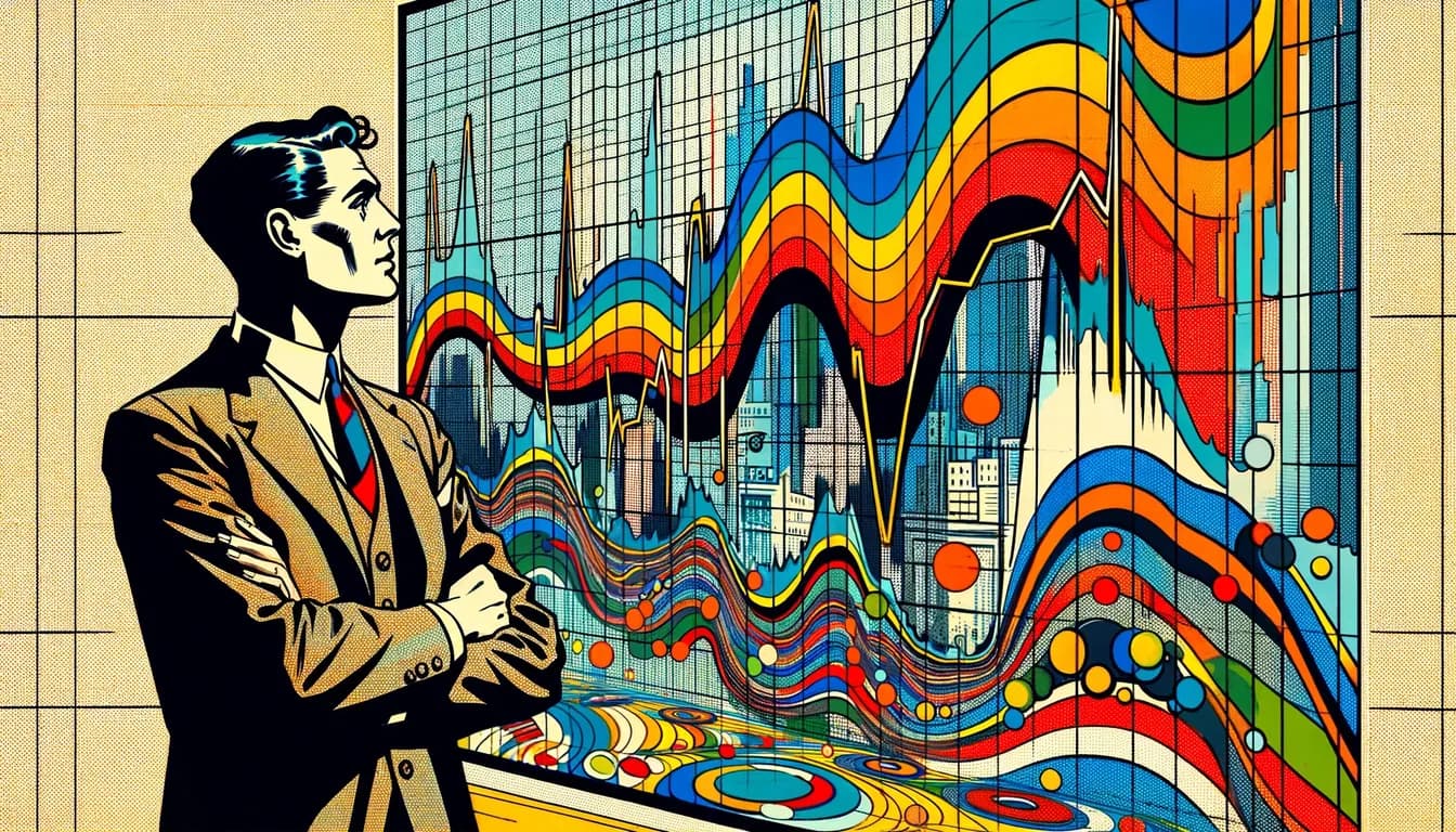 A man looking at an abstract painting of taxes A man looking at an abstract painting of taxes